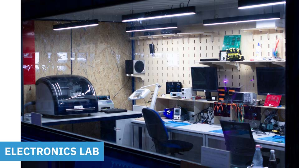 The electronics workspace of Motionlab.Berlin, a Makerspace and Coworking Space Berlin