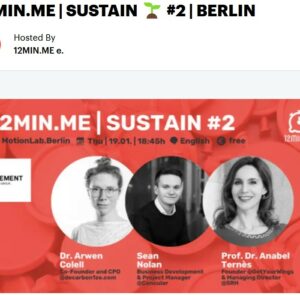 12min.me event on sustainability in the modern world on 19th of January at MotionLab.Berlin.