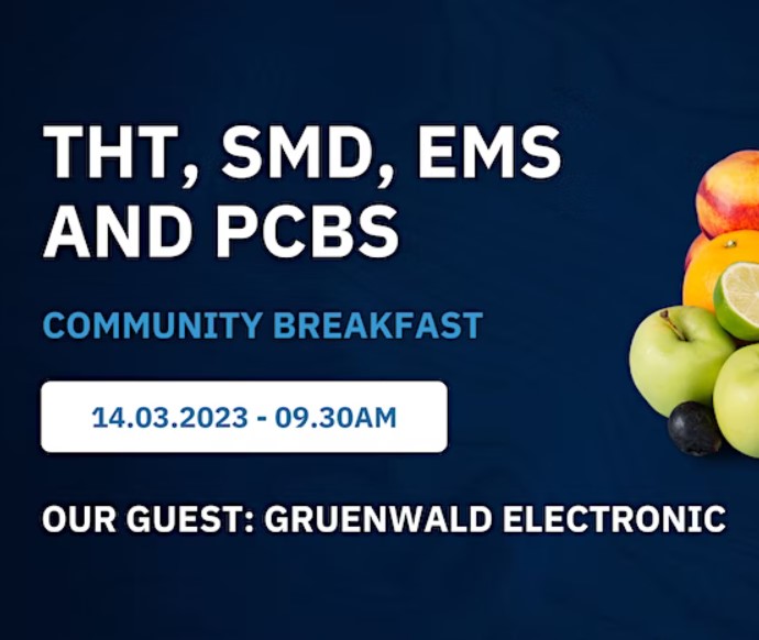 Join our community and hardtech event on the 14.03.2023 and learn all about THT, SMD, EMS and PCBs.