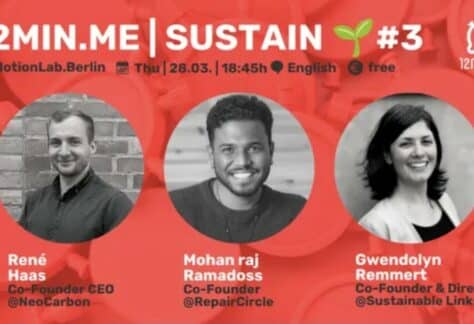 Join the next 12MIN.ME event on the topic of sustainability Berlin at our eventlocation!