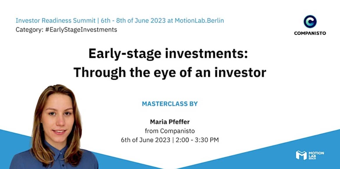 Join the masterclass on the topic of early-stage startup investments by Maria Pfeffer!