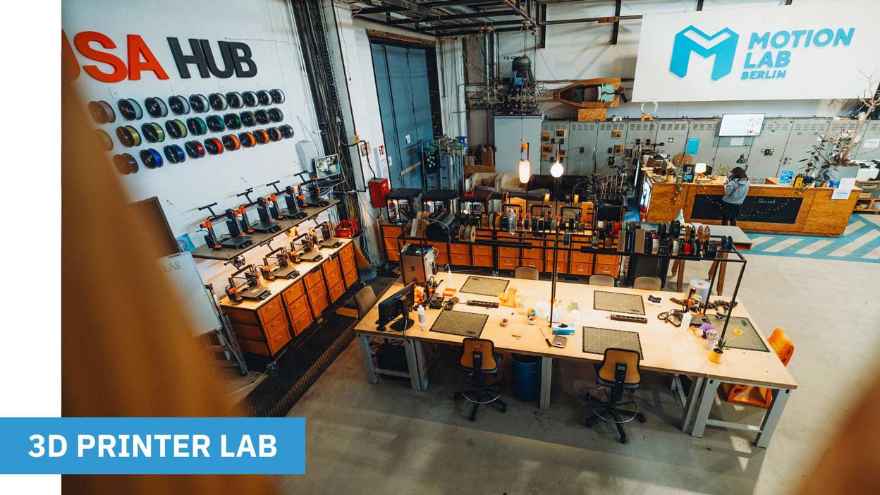 This is our 3d printing area at MotionLab.Berlin Alt-Treptow, a Makerspace and Coworking Space Berlin