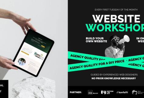 Entrepreneurs learning how to create a professional website in an online workshop